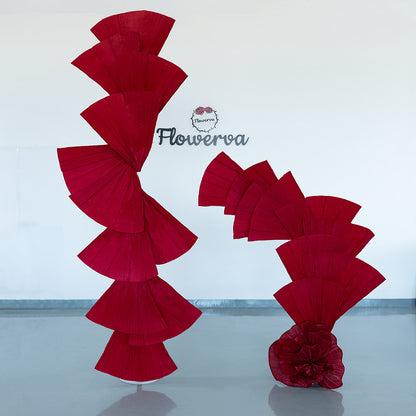 Flowerva Wine Red Double-Sided Fan-Shaped Wedding Decor