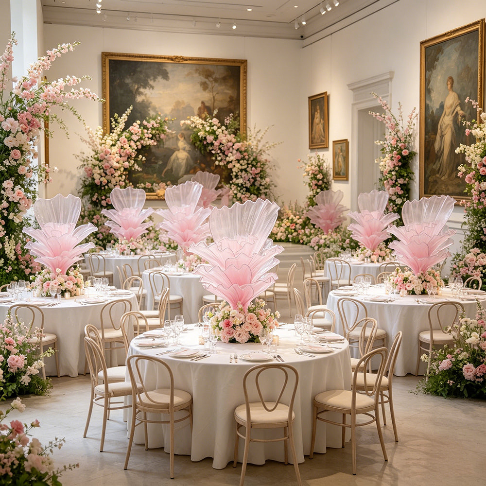 Flowerva Light Pink Table Flower Wedding Decoration (With Base)