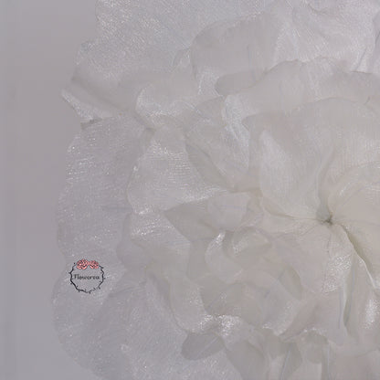 Flowerva Silvery-White Shimmer Ruffled Fabric Flower