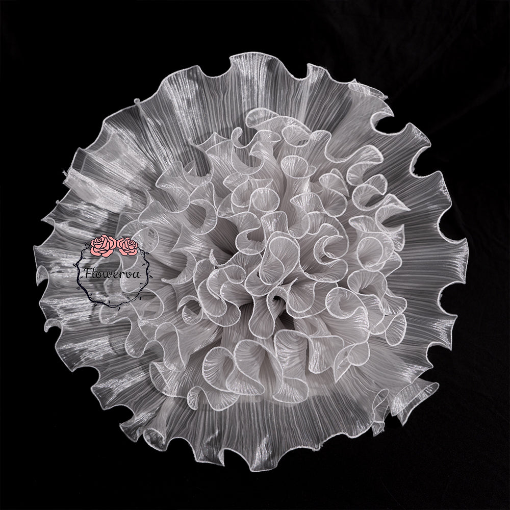 Flowerva Silvery Gray Sheer Ruffled Fabric Decor Flower