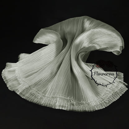 Flowerva Light Gray Glossy Pleated Texture Wedding Dress Styling Fabric