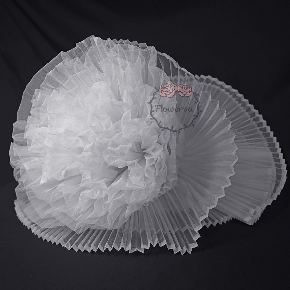 Pure White Organza Pleated Fabric Bouquet