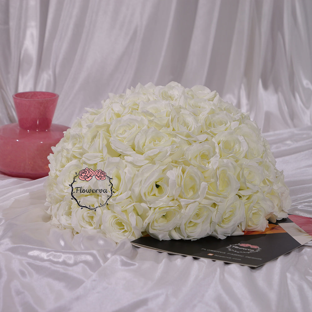 Flowerva 70/60/50/40/30cm White Rose Floral Ball Wedding Party Banquet Table Centerpieces