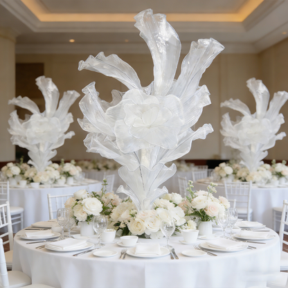 Flowerva White Serenity Floral Heart Sheer Texture Table Flower