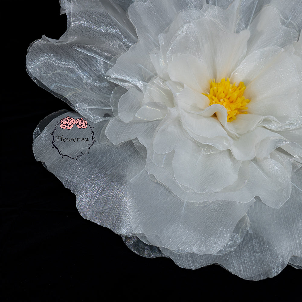 Flowerva Fluffy & Airy White Fabric Flower