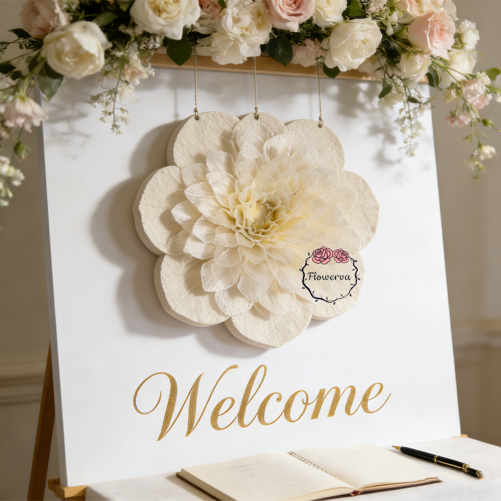 Flowerva Cream Giant Dali Fabric Flower Decor