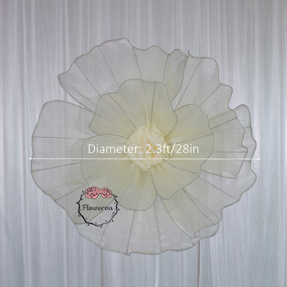 Flowerva Champagne Giant Tulle Flower Centerpiece Wedding Decor