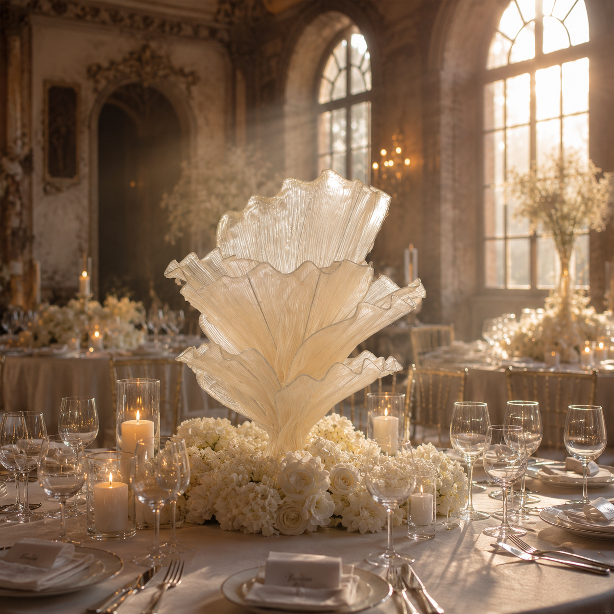Flowerva Yellow Skin Table Flower Wedding Decoration (With Base)