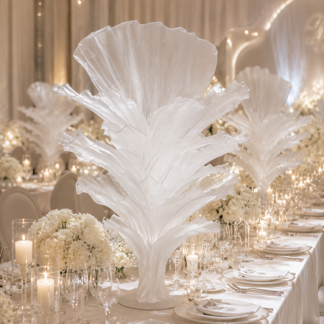 Flowerva Pure White Artistic Wedding Table Decorations