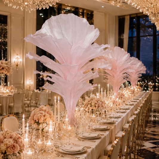 Flowerva Light Pink Table Flower Wedding Decoration (With Base)