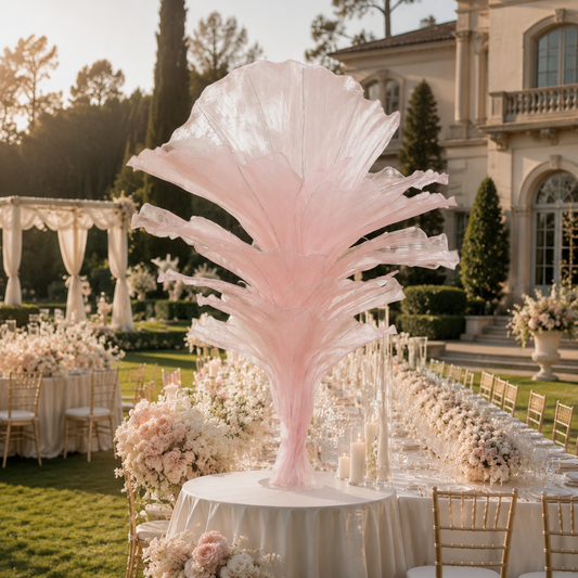 Flowerva Light Pink Table Flower Wedding Decoration (With Base)