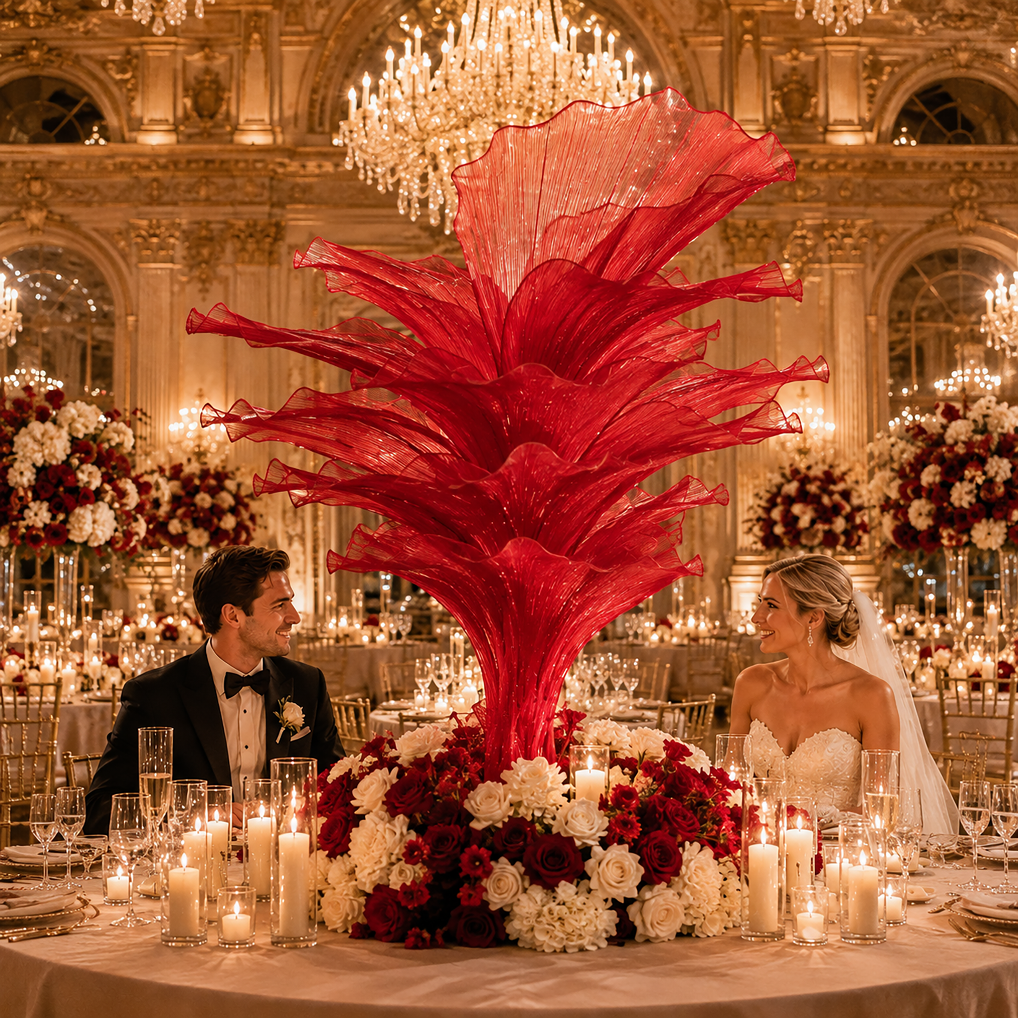Flowerva Red Vintage Aesthetic Wedding Home Art Installation