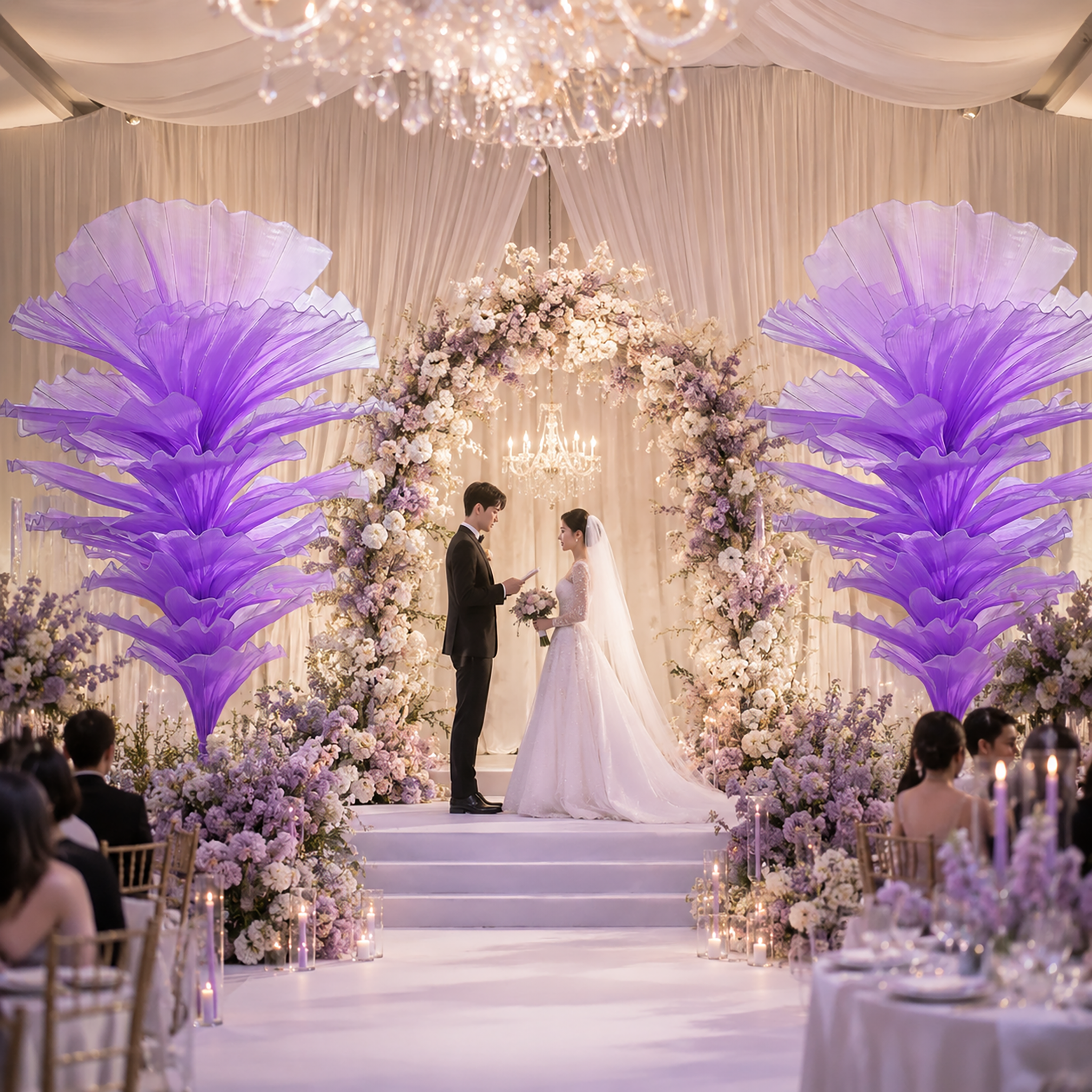 Flowerva Gradient Violet Wedding Table Flower Ready