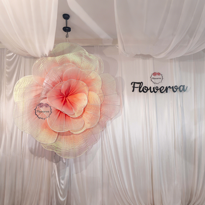 Flowerva Dreamy Blush Rose – Giant 3D Fabric Floral Decor