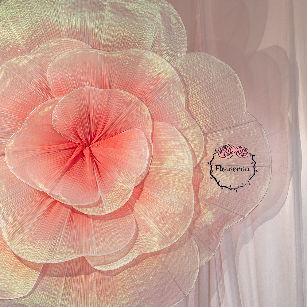 Flowerva Dreamy Blush Rose – Giant 3D Fabric Floral Decor