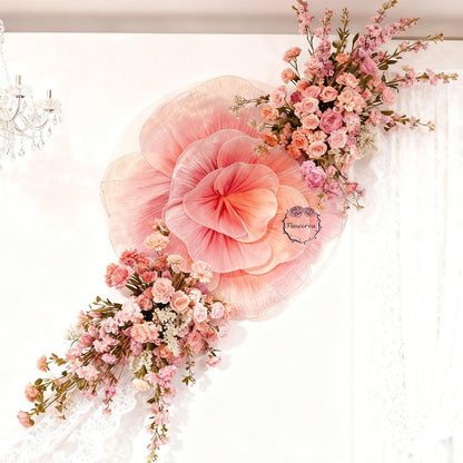 Flowerva Dreamy Blush Rose – Giant 3D Fabric Floral Decor