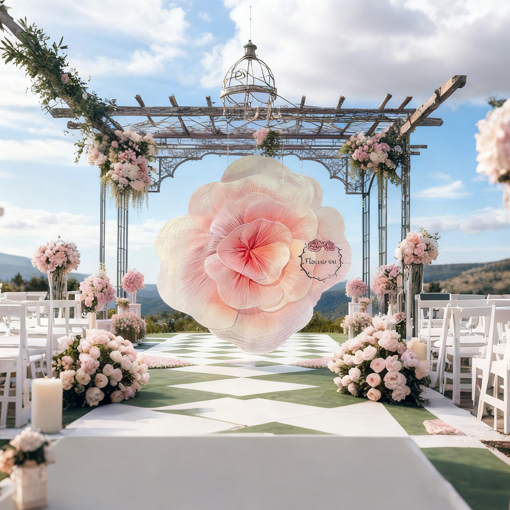 Flowerva Dreamy Blush Rose – Giant 3D Fabric Floral Decor
