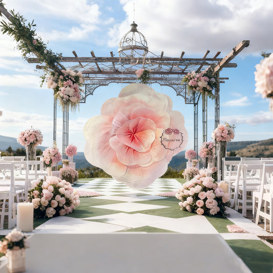 Flowerva Dreamy Blush Rose – Giant 3D Fabric Floral Decor