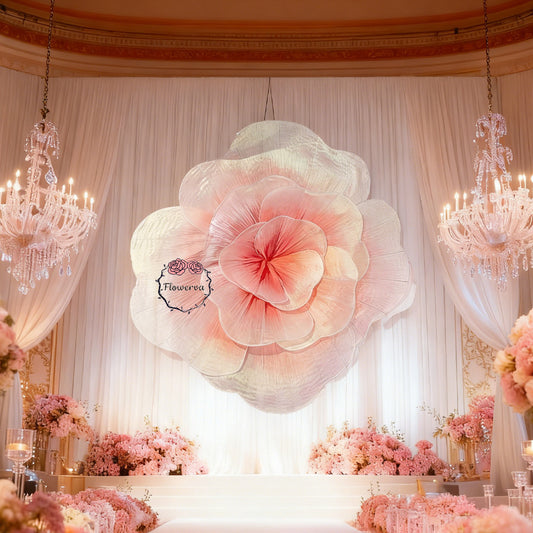 Flowerva Dreamy Blush Rose – Giant 3D Fabric Floral Decor
