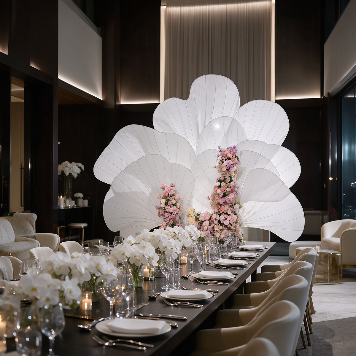 Flowerva Sheer Fanform Decor | Luxury Wedding & Event Decor(Without Artificial Flowers)