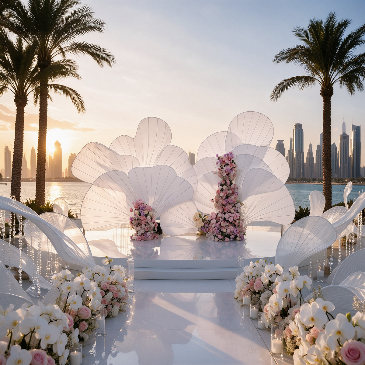Flowerva Sheer Fanform Decor | Luxury Wedding & Event Decor(Without Artificial Flowers)
