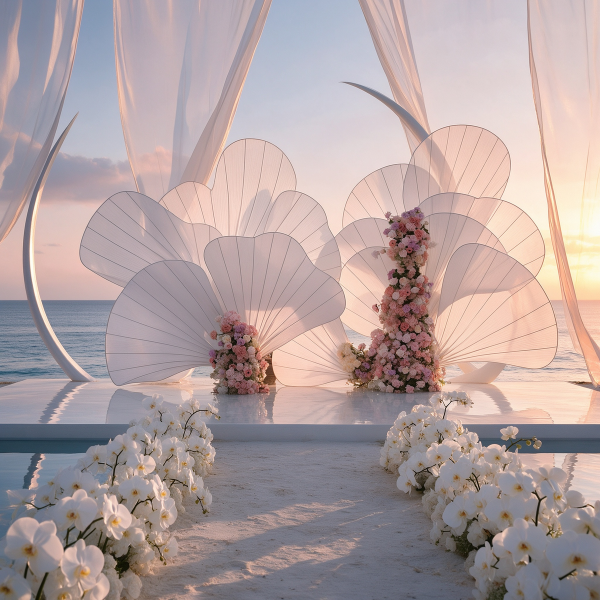 Flowerva Sheer Fanform Decor | Luxury Wedding & Event Decor(Without Artificial Flowers)