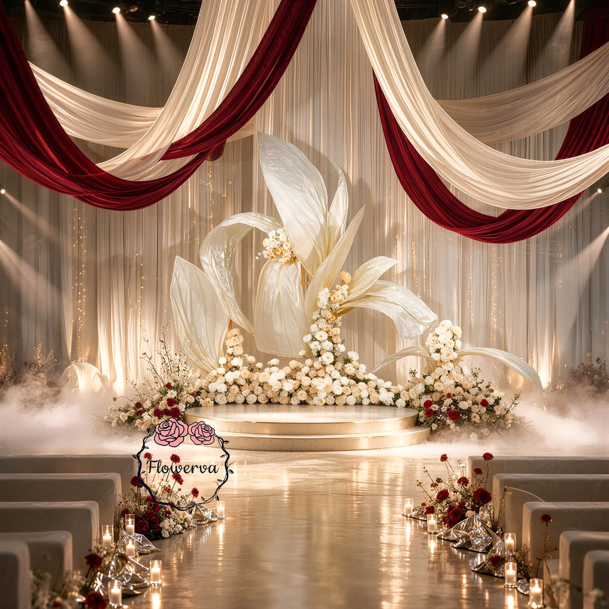 Flowerva Ethereal Bloom Draped Canopy Luxury Wedding & Event Decor (Without Artificial Flowers)