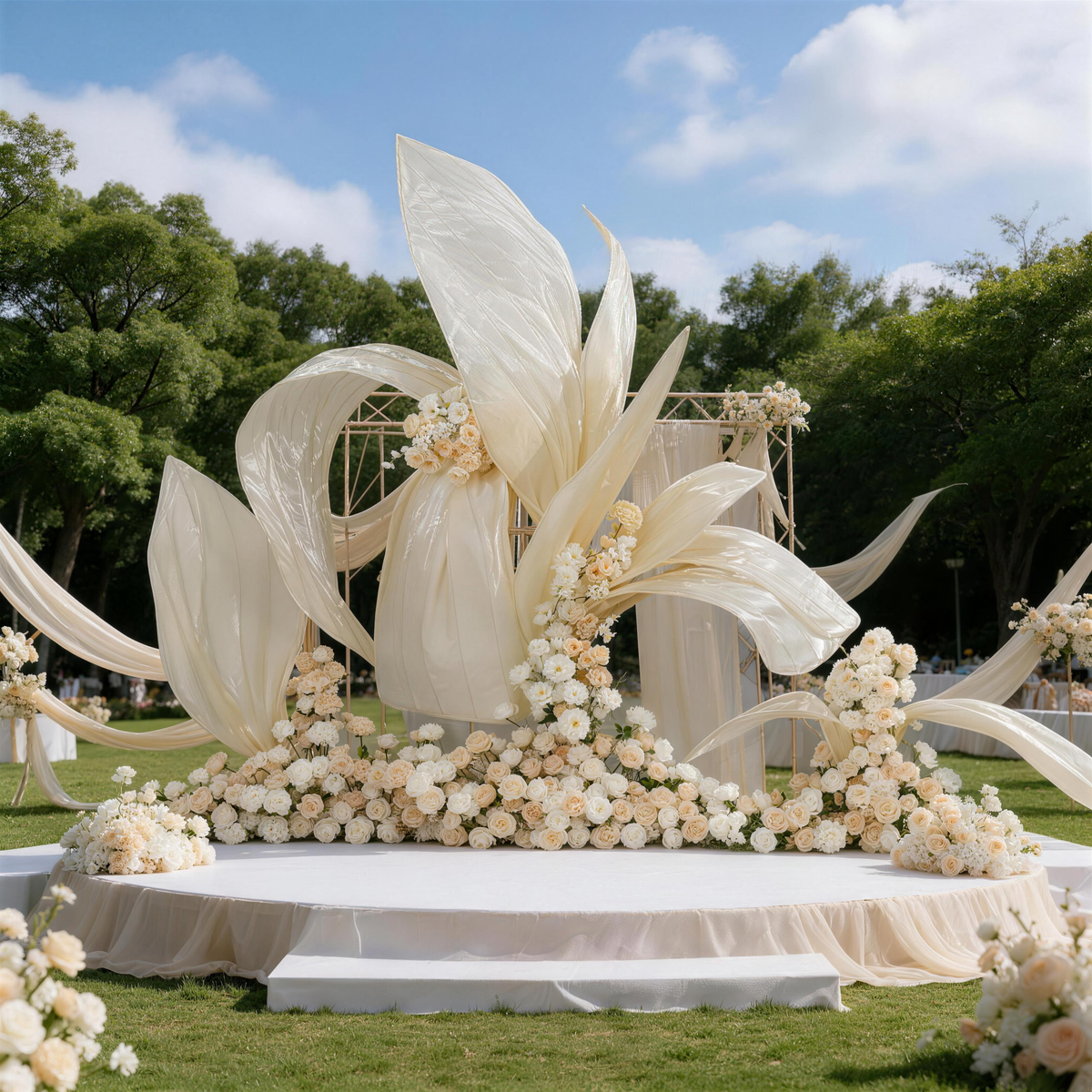Flowerva Ethereal Bloom Draped Canopy Luxury Wedding & Event Decor (Without Artificial Flowers)