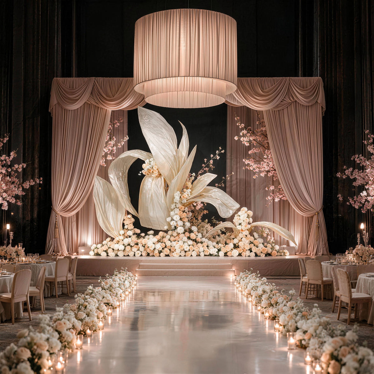 Flowerva Ethereal Bloom Draped Canopy Luxury Wedding & Event Decor (Without Artificial Flowers)