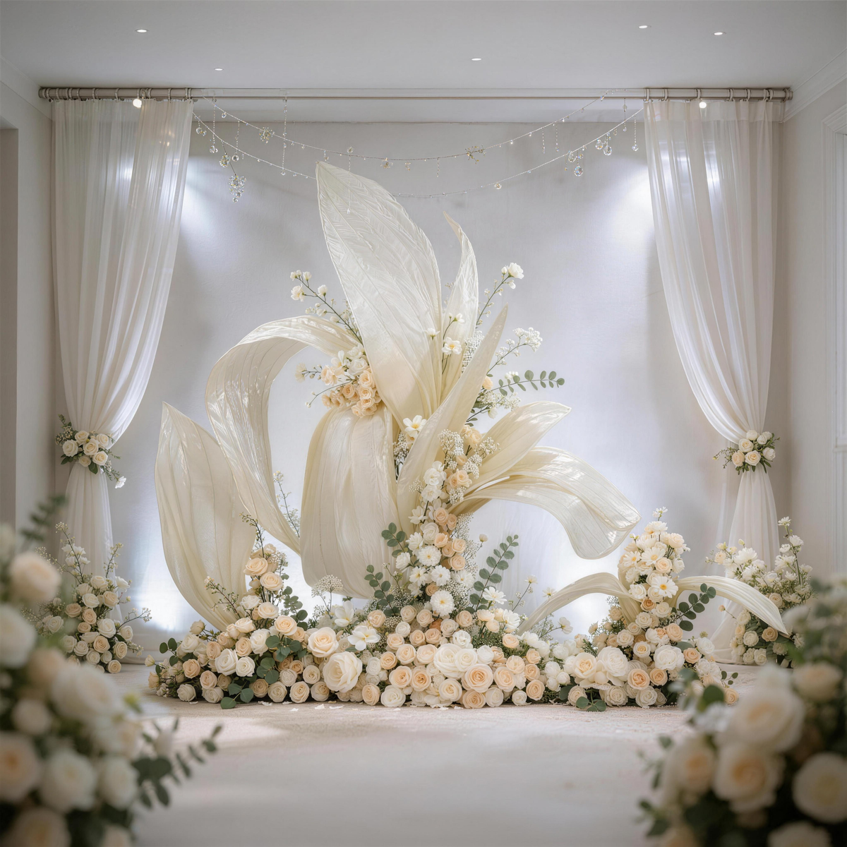 Flowerva Ethereal Bloom Draped Canopy Luxury Wedding & Event Decor (Without Artificial Flowers)