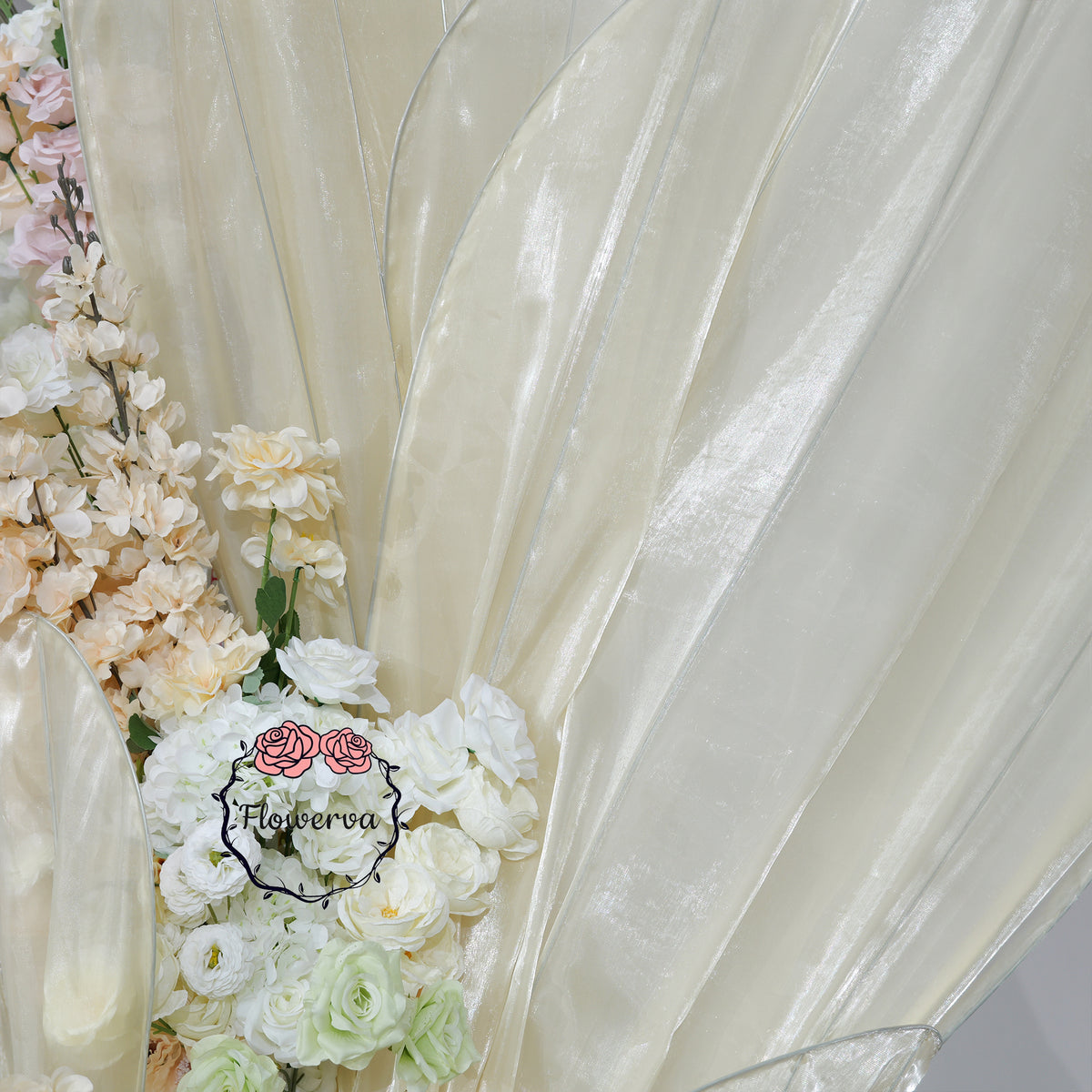 Flowerva Oversized Ivory Fabric Floral Installation for Weddings & Events (Without Artificial Flowers)