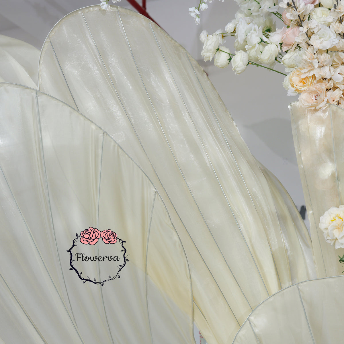 Flowerva Oversized Ivory Fabric Floral Installation for Weddings & Events (Without Artificial Flowers)