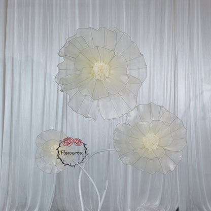 Flowerva Champagne Giant Tulle Flower Centerpiece Wedding Decor