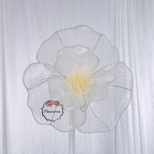 Flowerva Giant Tulle Flower Centerpiece Wedding Decor Ivory