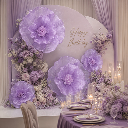 Flowerva Pearl Purple Giant Tulle Flower Centerpiece Wedding Decor