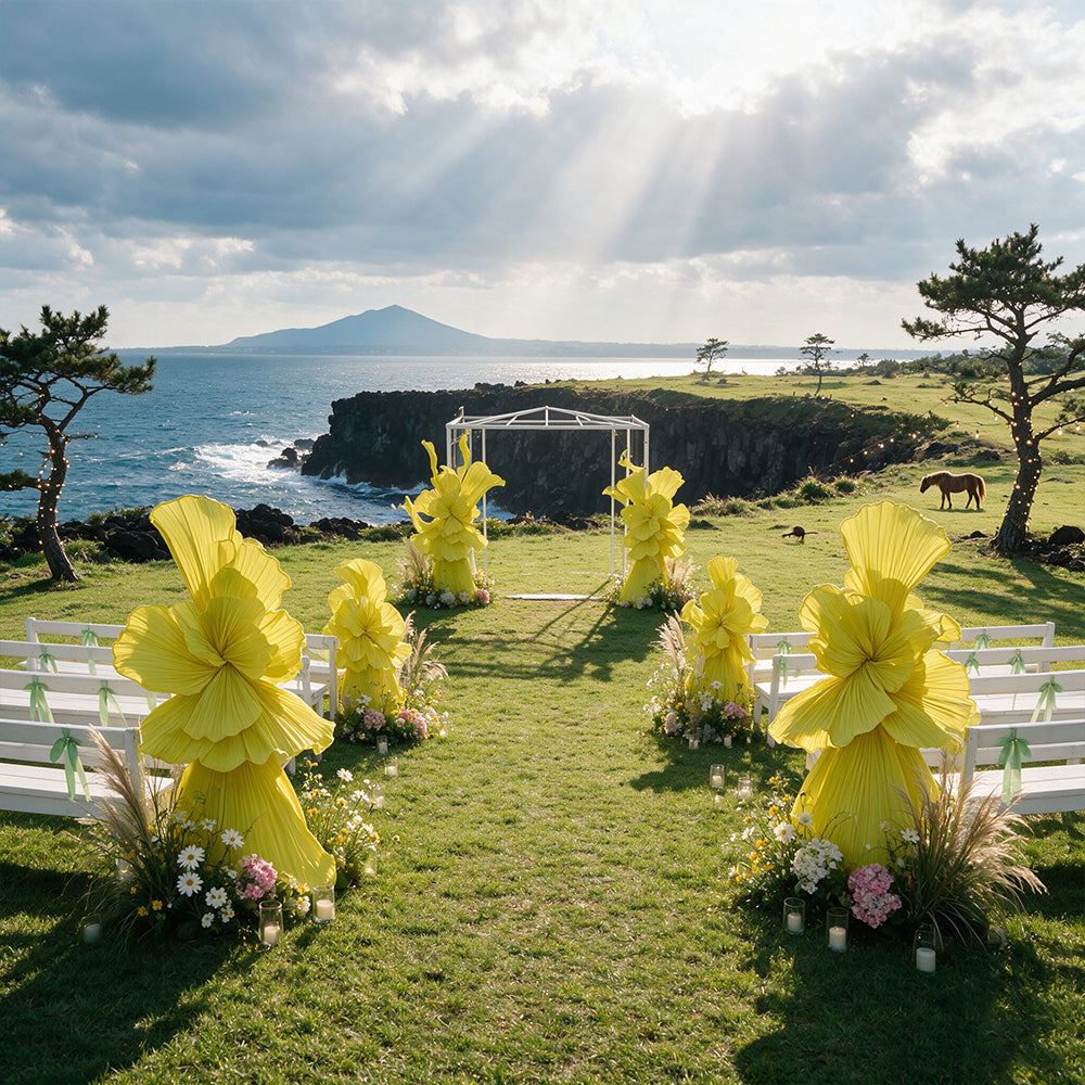 Flowerva Bright Yellow Curve Sculpture Wedding & Event Decor