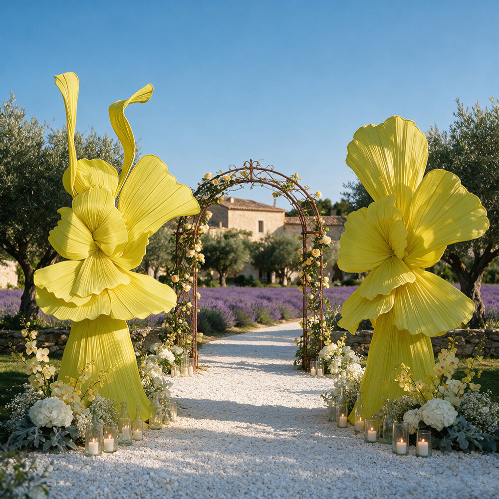 Flowerva Bright Yellow Curve Sculpture Wedding & Event Decor