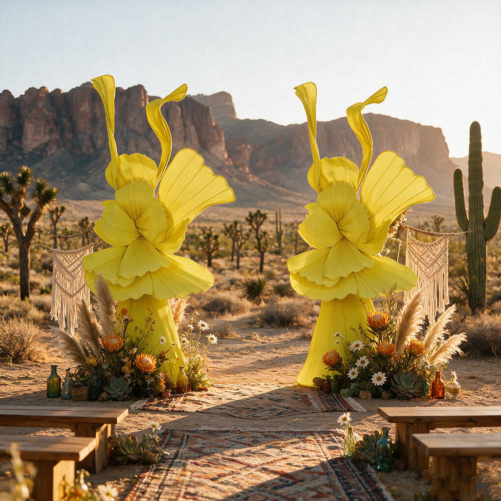 Flowerva Bright Yellow Curve Sculpture Wedding & Event Decor