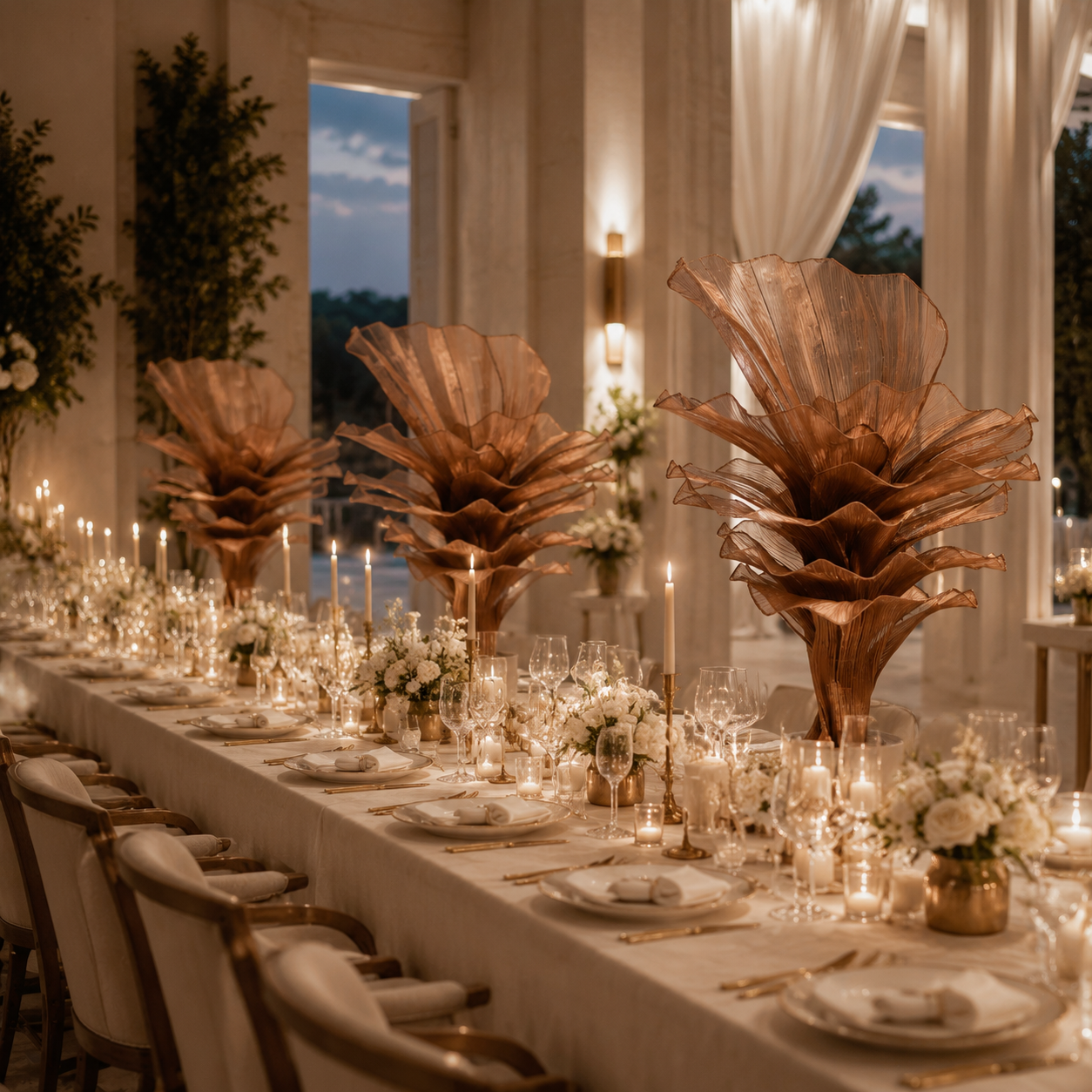 Flowerva Brown Table Flower Wedding Decoration (With Base)