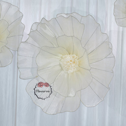 Flowerva Champagne Giant Tulle Flower Centerpiece Wedding Decor