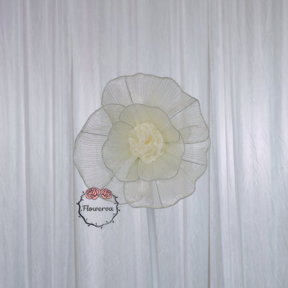 Flowerva Champagne Giant Tulle Flower Centerpiece Wedding Decor