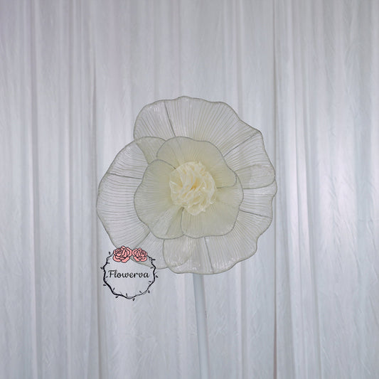 Flowerva Champagne Giant Tulle Flower Centerpiece Wedding Decor