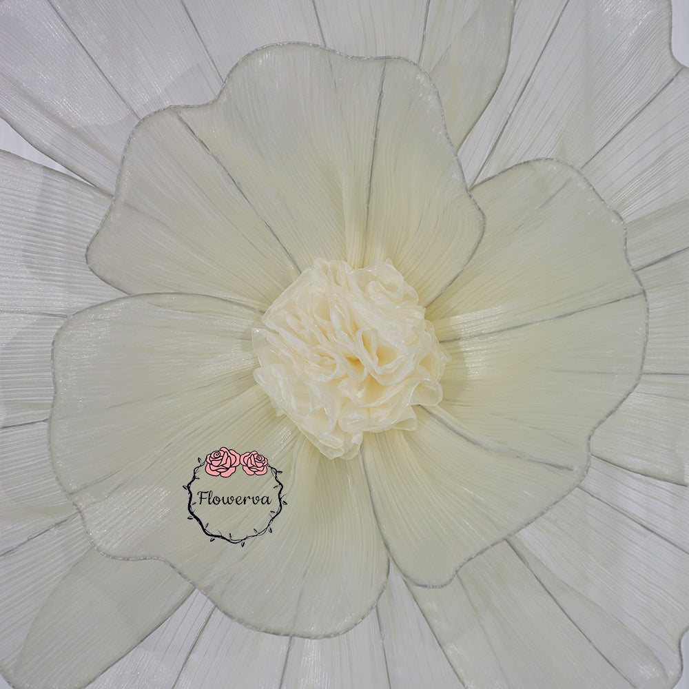 Flowerva Champagne Giant Tulle Flower Centerpiece Wedding Decor