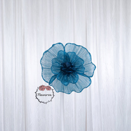 Flowerva Deep Lake Blue Giant Tulle Flower Centerpiece Wedding Decor