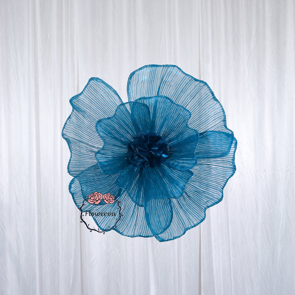 Flowerva Deep Lake Blue Giant Tulle Flower Centerpiece Wedding Decor
