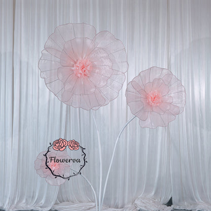 Flowerva Light Pink Giant Tulle Flower Centerpiece Wedding Decor