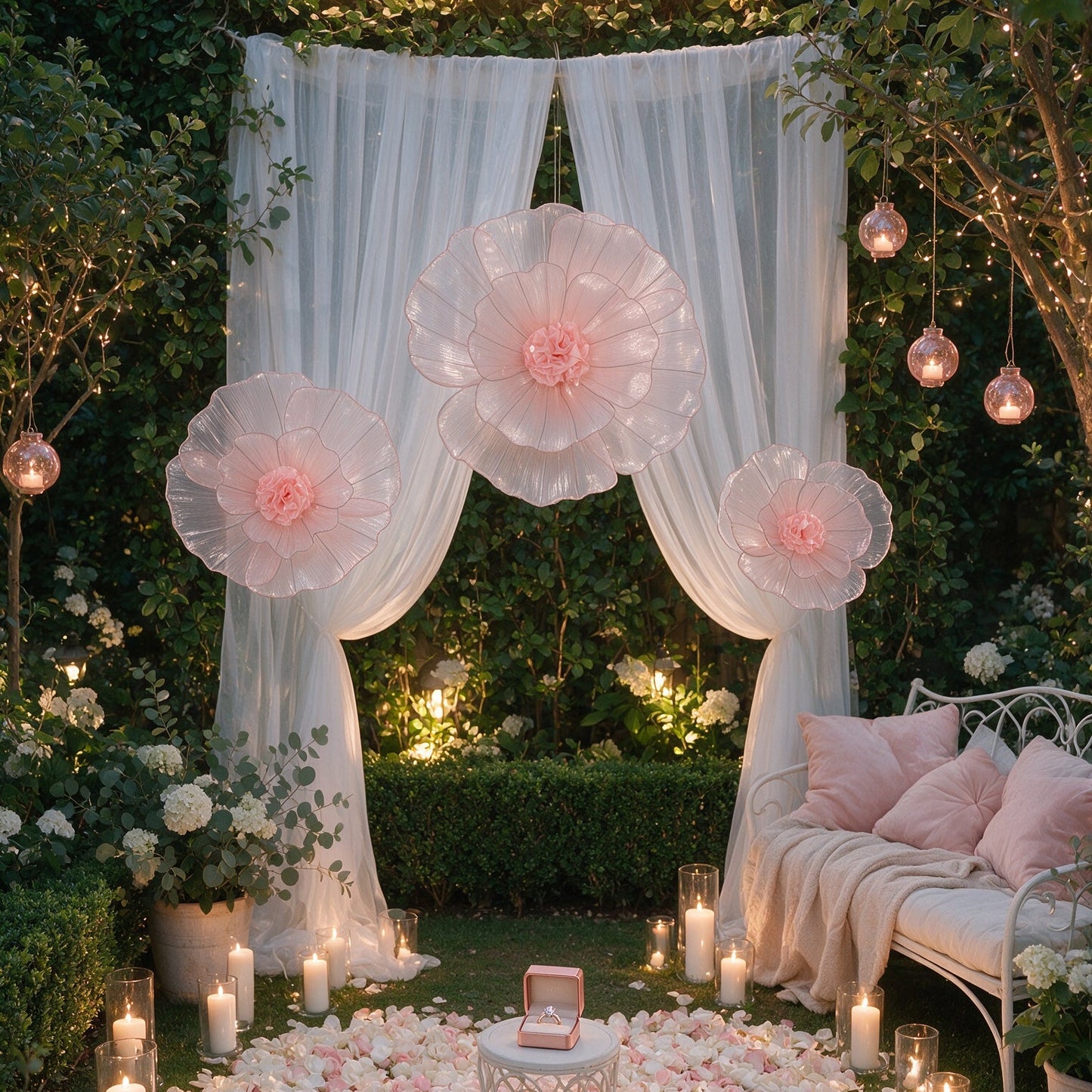 Flowerva Light Pink Giant Tulle Flower Centerpiece Wedding Decor