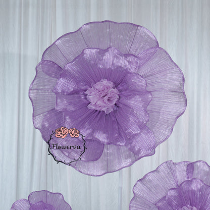 Flowerva Pearl Purple Giant Tulle Flower Centerpiece Wedding Decor