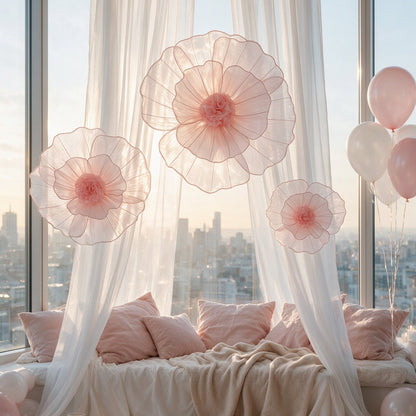 Flowerva Light Pink Giant Tulle Flower Centerpiece Wedding Decor