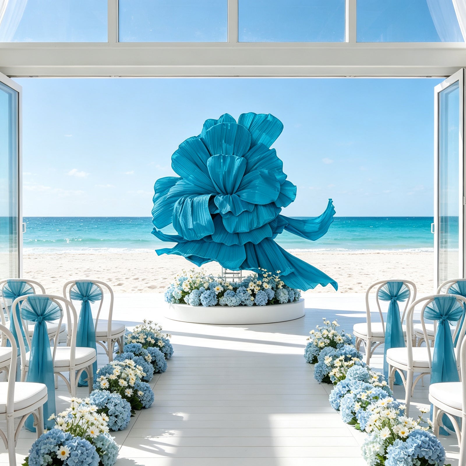 Flowerva Giant Blue Flying Sky Flower Shape Event Decor
